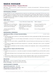 CFO and Finance Director ATS resume example for UAE groups and corporates
