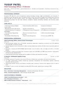 CTO / IT Director — resume sample for Dubai, UAE